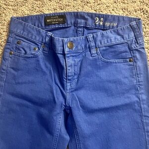 J. Crew Vibrant Blue Matchstick Jeans